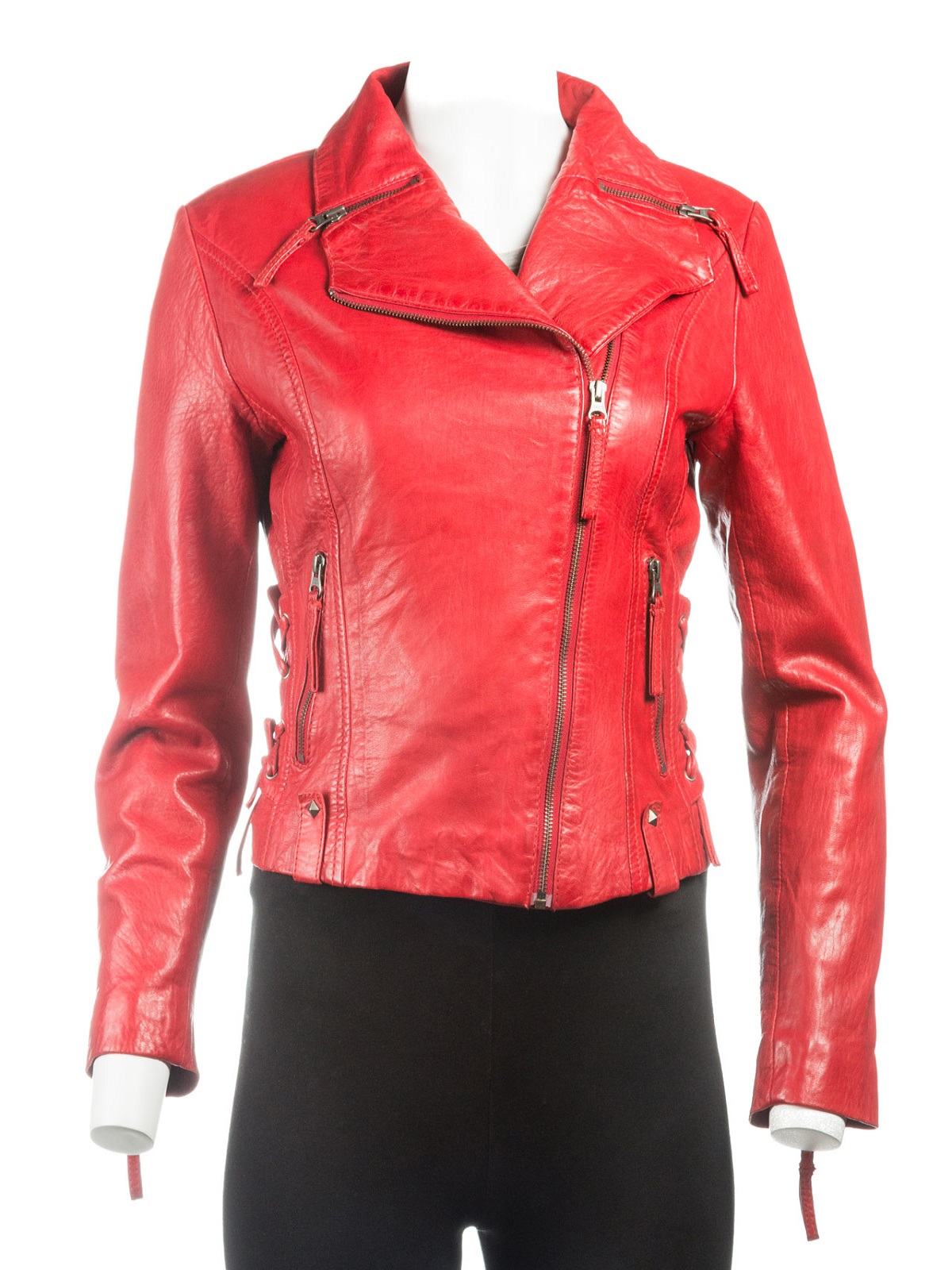 women-red-brando-leather-jacket.jpg Trendy Red Women Jacket - Image 1