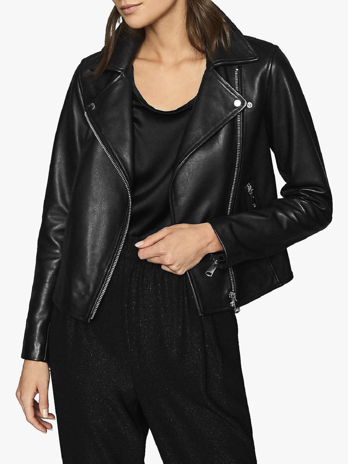 women-stylish-leather-jacket.jpg Women Basic Black Leather Jacket - Image 1