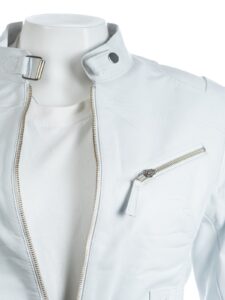 Women Biker White Jacket - Image 3