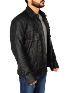Men Black Wrinkled Jacket - Image 3