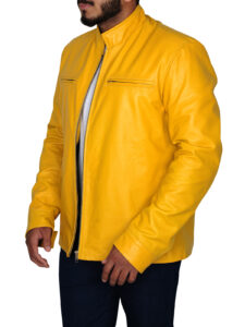 Fire Yellow Stylish Leather Jacket - Image 4