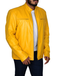 Fire Yellow Stylish Leather Jacket - Image 3