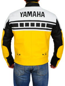 Yellow & White Biker Leather Jacket - Mauve Tree - Image 2