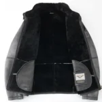 grey leather black shearling sheepskin leather jacket mauvetree