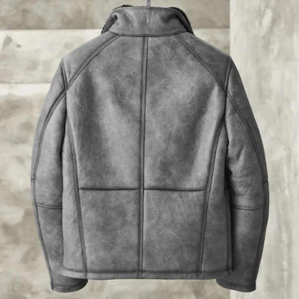 men grey classy sheepskin leather jacket mauvetree