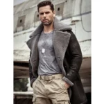 Slick Men Black Aviator Shearling Leather Long Coat - Mauve Tree - Image 4