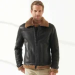 Refined Black B3 Men Real Shearling Jacket  - Mauve Tree - Image 3
