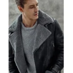 Men Genuine Black Sheepskin Leather Jacket - MauveTree - Image 5