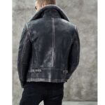 trendy men black grey sheepskin leather jacket mauvetree