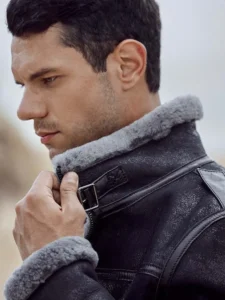 real shearling leather jacket b3 mauvetree