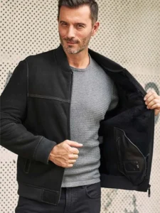 shearling inner lining varsity men jacket
