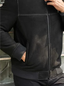 men black lettermen baseball leather jacket