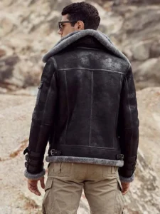 men real sheepskin aviator leather jacket mauvetree
