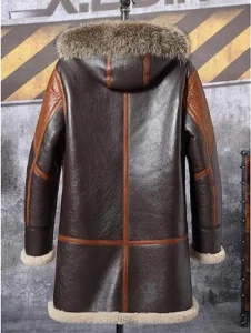 Fire Men's Black Shearling Long Coat - Mauve Tree - Image 5