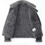 Black B3 Bomber Flying Shearling Leather Jacket - Mauve Tree - Image 5