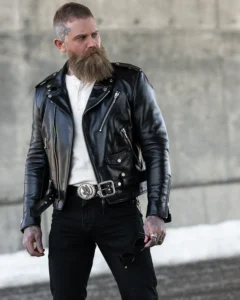men black moto leather jacket