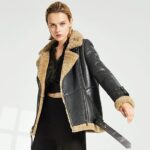 women brown b3 sheepskin leather jacket