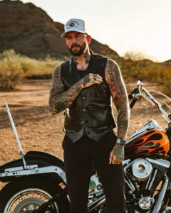 black leather vest for men