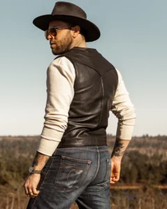 mauvetree classy western leather vest