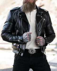 MauveTree Moto Biker Black leather Jacket