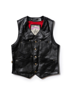 MauveTree Jet Black Cowboy leather vest
