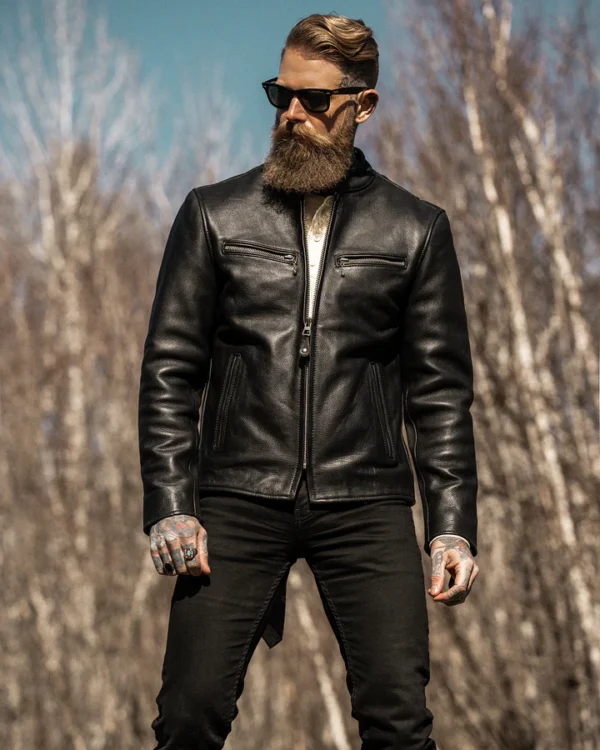fashion men racer classy black leather jacket mauvetree