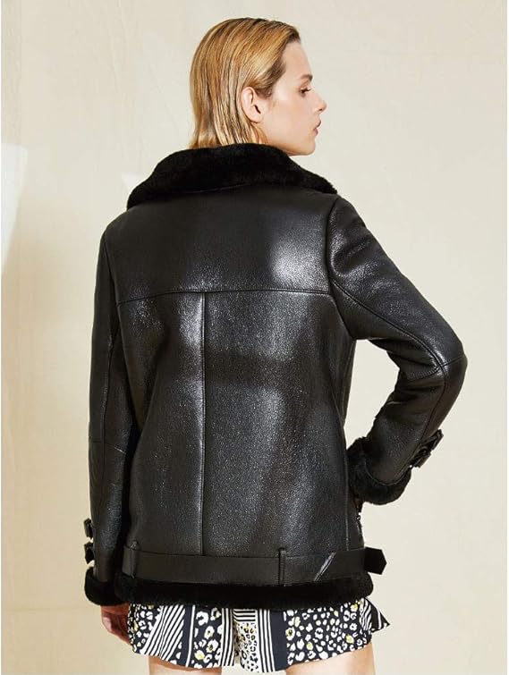 real shearling leather jacket for women