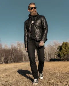 stylish classy men black leather jacket mauvetree