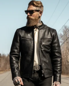 mauvetree mens black racer moto leather jacket