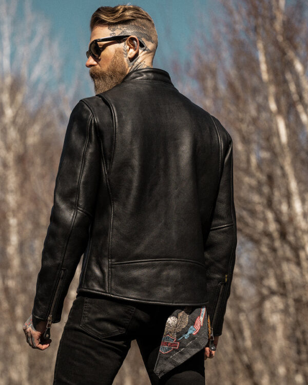 fashionable stylish trendy black motorcycle leather jacket mauvetree