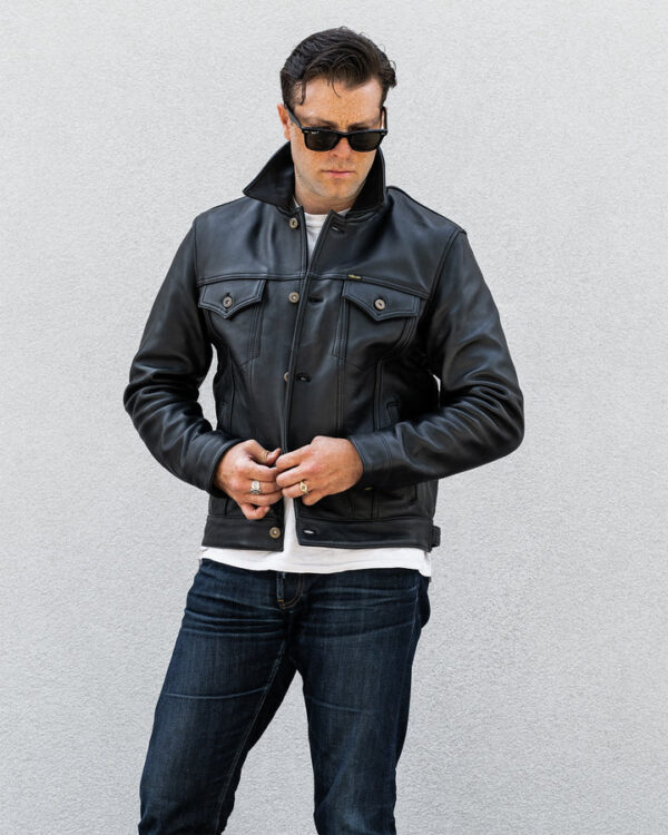 All Black Trucker Leather Jacket MauveTree