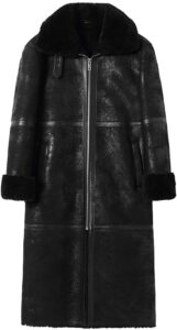 real black shearling leather coat
